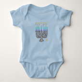 Whimsical menorah blauw romper (Voorkant)