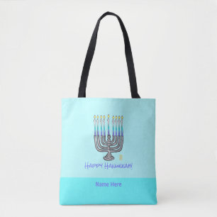 Whimsical Menorah "Happy Hanukkah"  aan Tote Bag