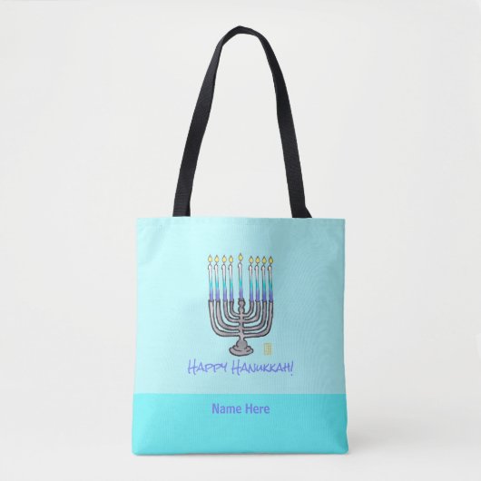 Whimsical Menorah "Happy Hanukkah"  aan Tote Bag (Voorkant)
