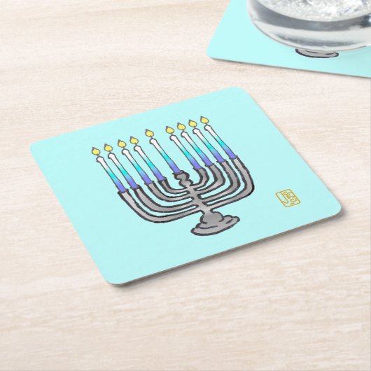 Whimsical Menorah Kartonnen Onderzetters (Schuin)