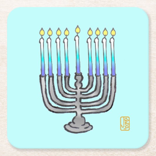 Whimsical Menorah Kartonnen Onderzetters (Voorkant)