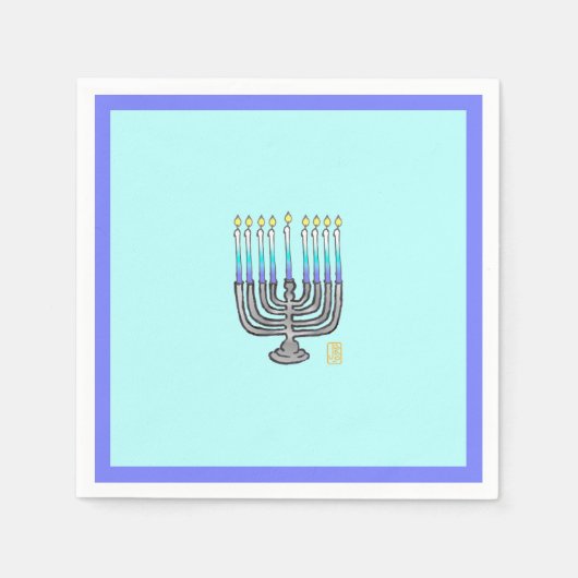 Whimsical Menorah Paper Napkin Servet (Voorkant)