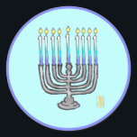 Whimsical Menorah Ronde Sticker<br><div class="desc">Deze Whimsical Menorah Classic Round Stickers zijn de perfecte afwerking op je Hanukkah-kaartenveloppen en op al je papieren cadeaus. Ze coördineren met geschenkartikelen en papieren producten in mijn Whimsical Menorah Hanukkah en Meer Collectie.</div>