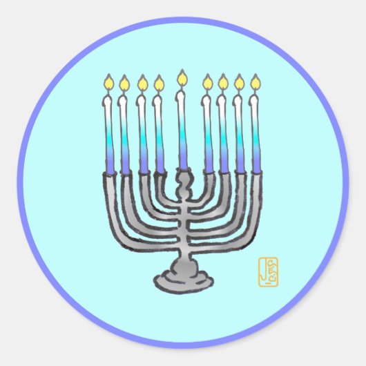 Whimsical Menorah Ronde Sticker (Voorkant)