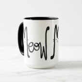 Whimsical MEOW Modern Minimalistisch Zwart Kat Scr Mok (Voorkant links)