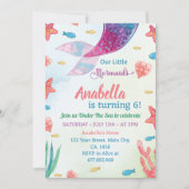 Whimsical Mermaid Birthday Invitation Kaart (Voorkant)