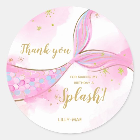 Whimsical Mermaid Birthday Party Round Sticker (Voorkant)