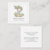 Whimsical Mermaid Children's Book Author Square B Vierkante Visitekaartje (Voorkant / Achterkant)