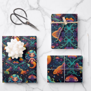 Whimsical Mermaid Dreams – Kleine Meisje Zeemeermi Inpakpapier Vel