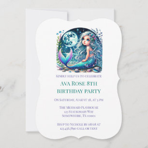 Whimsical Mermaid Girl Verjaardagsfeestje Kaart