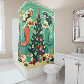 "Whimsical Mermaid Holiday Scene" Douchegordijn (In situ)