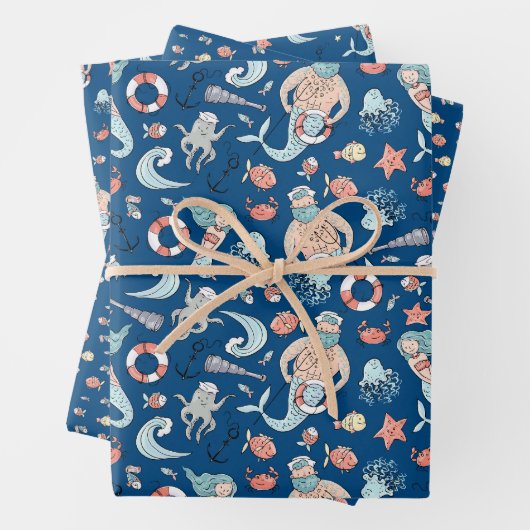 Whimsical Mermaid Inpakpapier Vel (In situ)