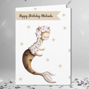 Whimsical Mermaid Llama Birthday Party Kaart