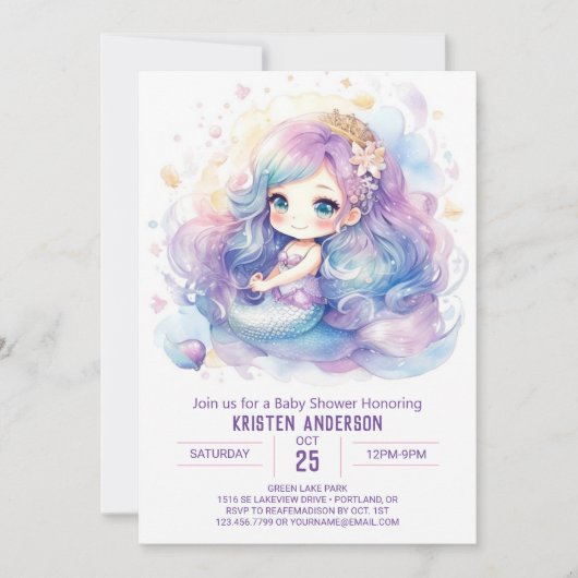 Whimsical Mermaid Magic Baby shower Kaart (Voorkant)