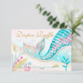 Whimsical Mermaid Meisje Baby shower Luier Raffle Bedankkaart (Staand voorkant)