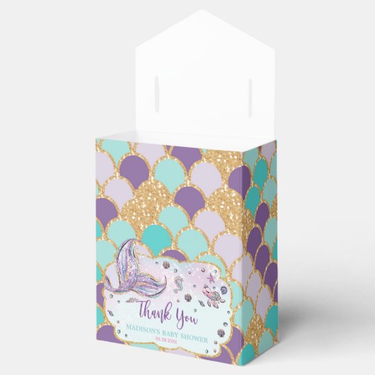 Whimsical Mermaid Tail Baby shower Meisje Dank je Bedankdoosjes (Geopend)