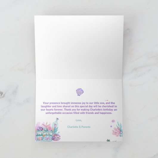 Whimsical Mermaid Tail Onder het Zee Bedankkaart (Binnen)