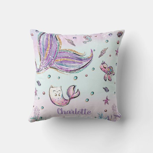 Whimsical Mermaid Tail Onder het Zee Mercat Kussen (Achterkant)