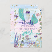 Whimsical Mermaid Tail Onder het Zee Party Script Bedankkaart (Voorkant / Achterkant)
