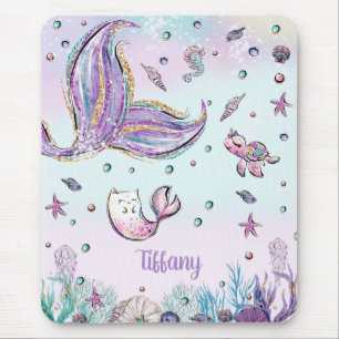 Whimsical Mermaid Tail onder het Zee Rainbow Coral Muismat