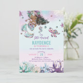 Whimsical Mermaid under the Zee Birthday Party Kaart (Staand voorkant)