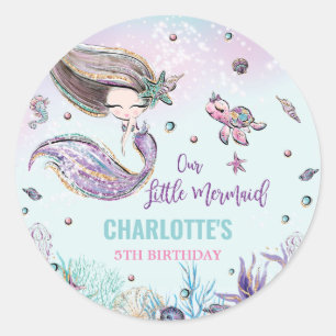 Whimsical Mermaid under the Zee Birthday Party Ronde Sticker