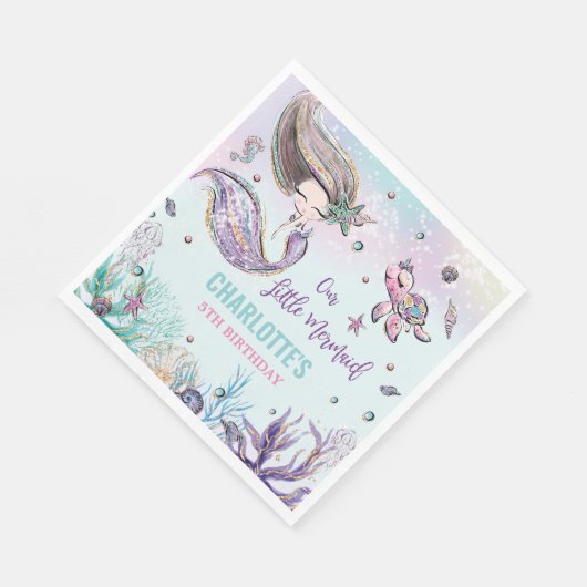 Whimsical Mermaid under the Zee Birthday Party Servet (Hoek)