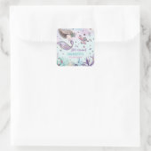 Whimsical Mermaid under the Zee Birthday Party Vierkante Sticker (Tas)