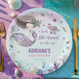 Whimsical Mermaid under the Zee Girl Baby shower Papieren Bordje