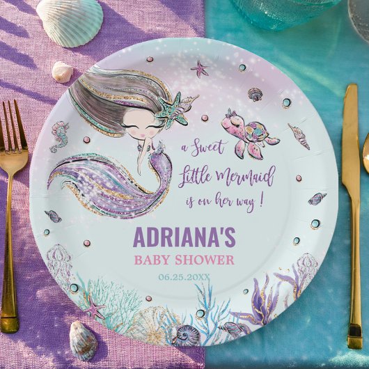 Whimsical Mermaid under the Zee Girl Baby shower Papieren Bordje