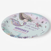 Whimsical Mermaid under the Zee Girl Baby shower Papieren Bordje (Gekanteld)