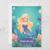 Whimsical Mermaid Under the Zee Ocean Birthday Kaart (Achterkant)