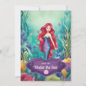 Whimsical Mermaid Under the Zee Ocean Birthday Kaart (Achterkant)