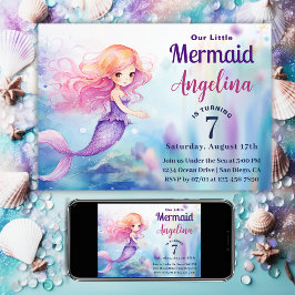 Whimsical Mermaid Under the Zee Ocean Birthday Kaart
