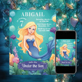 Whimsical Mermaid Under the Zee Ocean Birthday Kaart