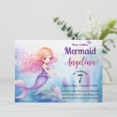 Whimsical Mermaid Under the Zee Ocean Birthday Kaart (Staand voorkant)