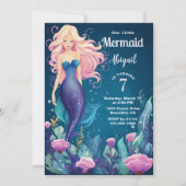 Whimsical Mermaid Under the Zee Ocean Birthday Kaart (Voorkant)