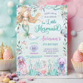 Whimsical Mermaid under the Zee Pool Birthday Kaart