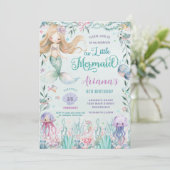 Whimsical Mermaid under the Zee Pool Birthday Kaart (Staand voorkant)