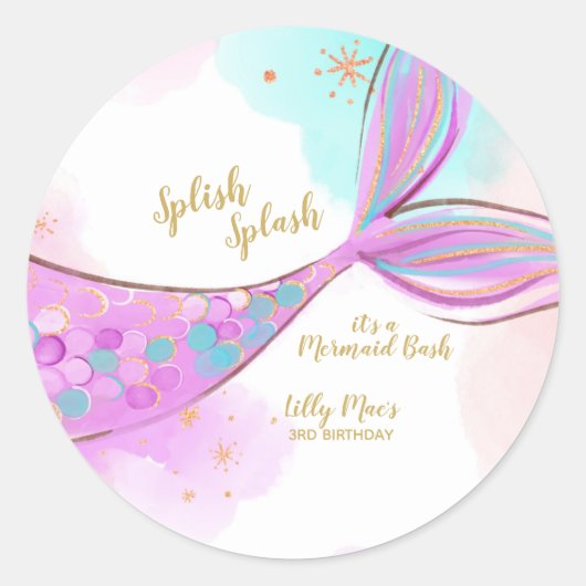 Whimsical Mermaid under the Zee Round Sticker (Voorkant)