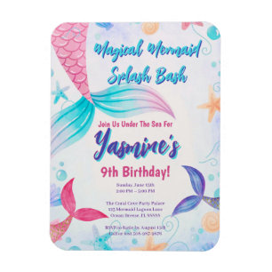 Whimsical Mermaid Verjaardag Uitnodiging Keepsake Magneet