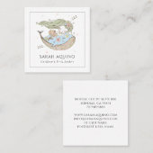 Whimsical Mermaid & Whale Children's Book Author Vierkante Visitekaartje (Voorkant / Achterkant)