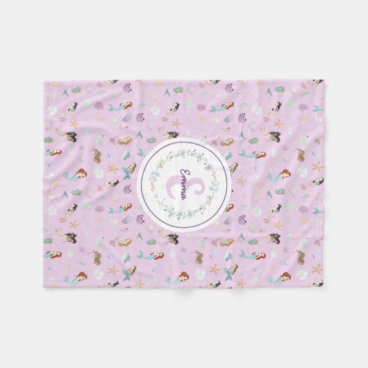 Whimsical Mermaids Monogram Fleece Deken (Voorkant (Horizontaal))
