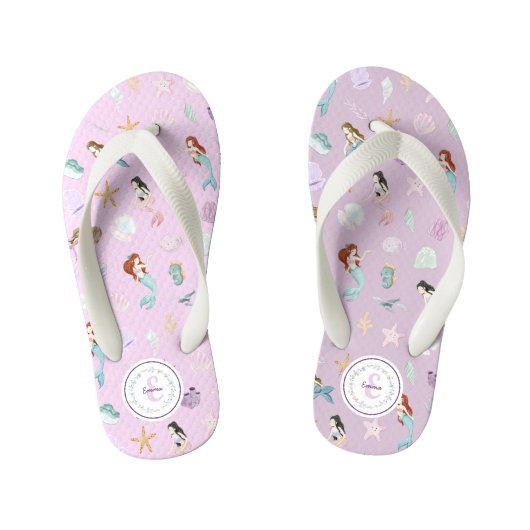 Whimsical Mermaids Monogram Kinder Teenslippers (Voetbed)