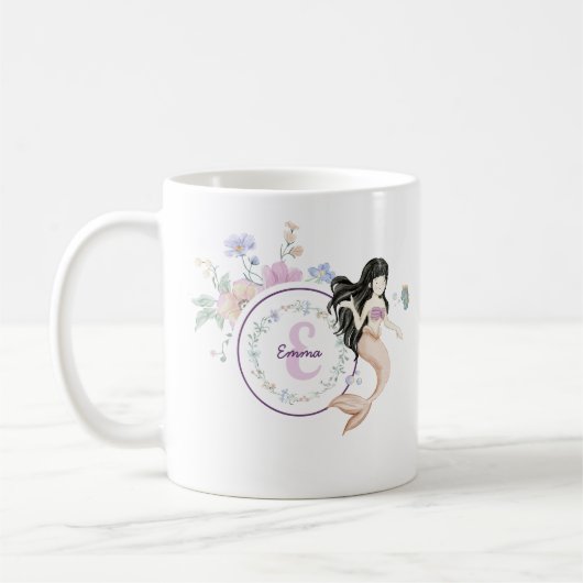 Whimsical Mermaids Monogram Koffiemok (Links)