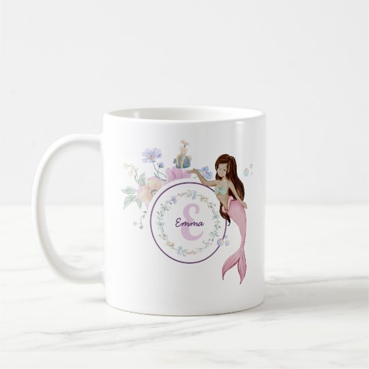 Whimsical Mermaids Monogram Koffiemok (Links)