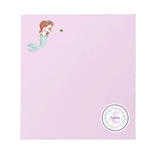 Whimsical Mermaids Monogram Notitieblok (Voorkant)