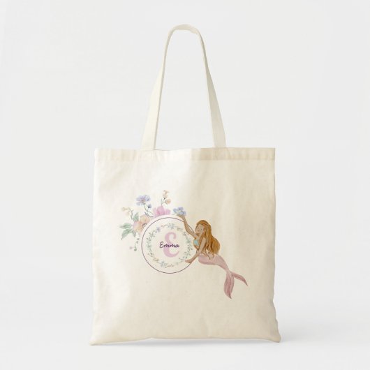 Whimsical Mermaids Monogram Tote Bag (Voorkant)