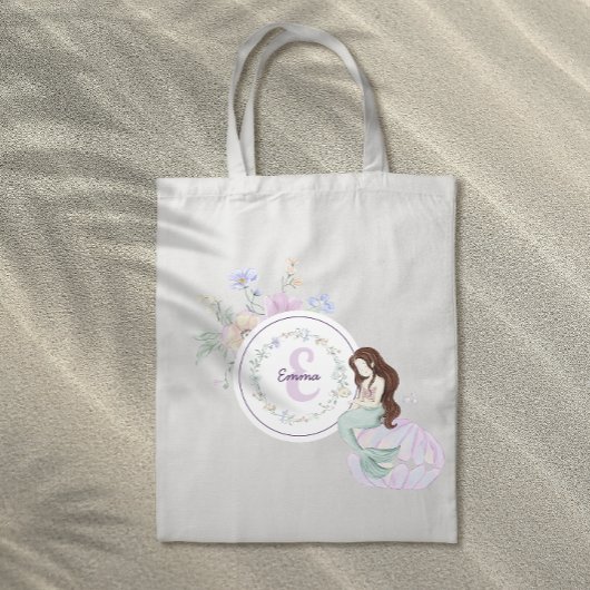 Whimsical Mermaids Monogram Tote Bag