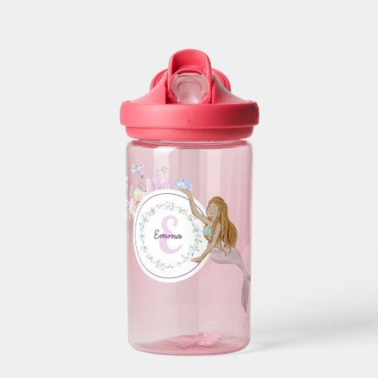 Whimsical Mermaids Monogram Waterfles (Voorkant)
